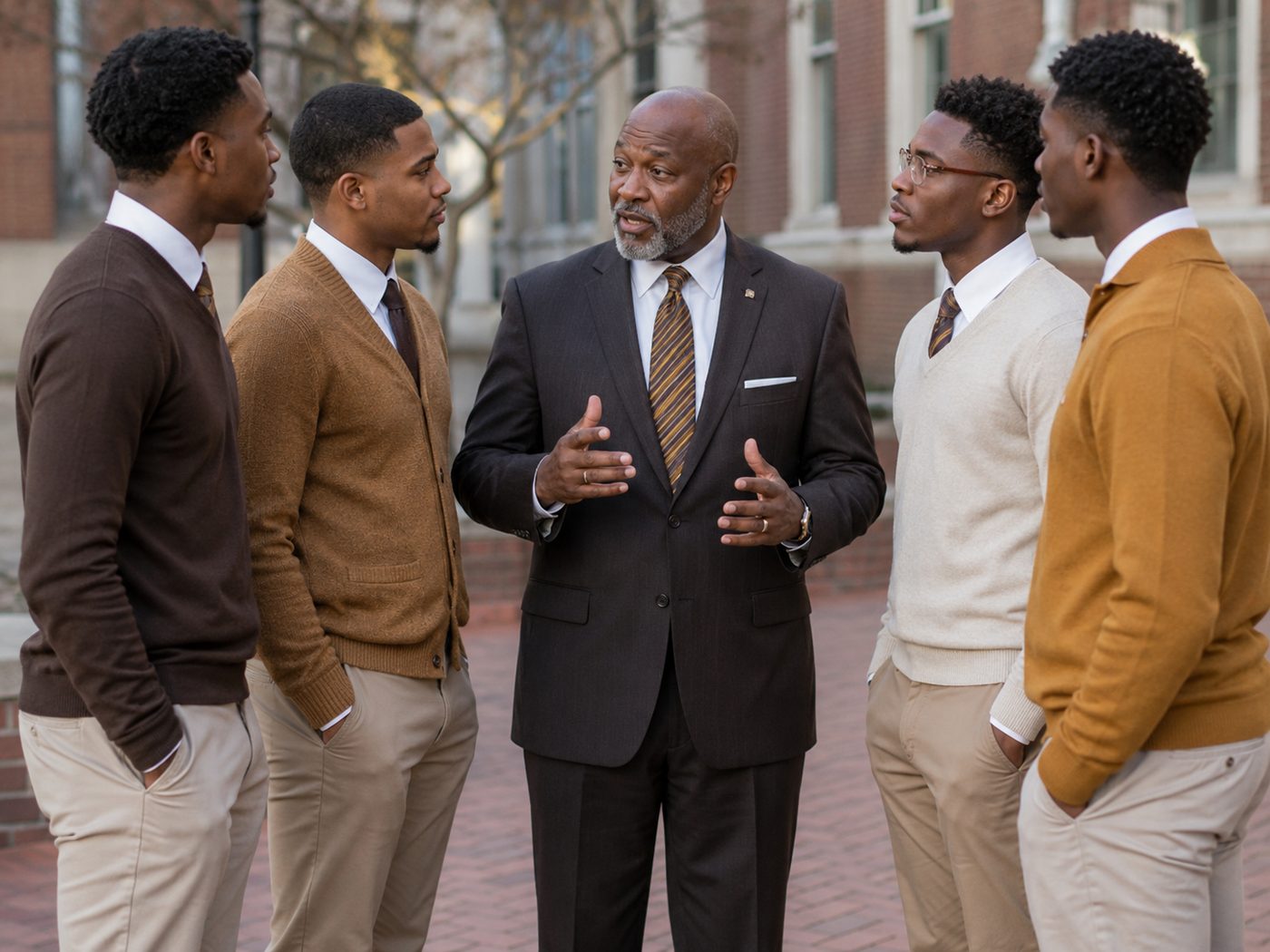 Chapter brothers at community service event